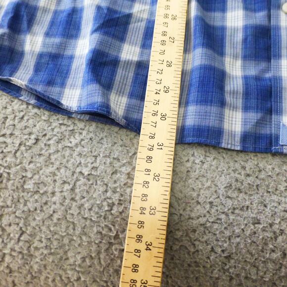 Untuckit Shirt Mens 3XL Button Up Blue Plaid Cotton Relaxed Long Sleeve - Picture 6 of 7